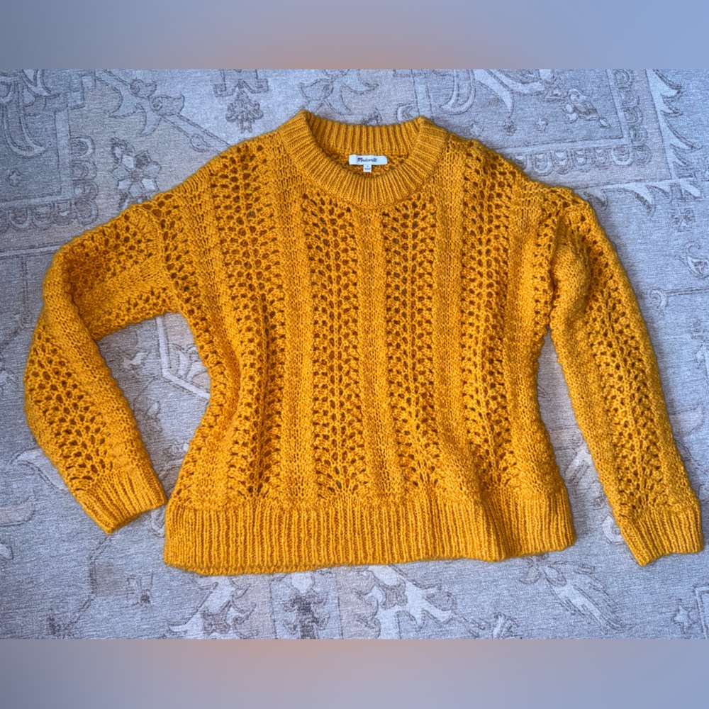 Madewell Yellow Alpaca Wool Crew Neck Chunky Sweater Small